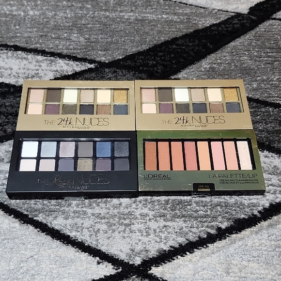 MAYBELLINE THE 24K METALLIC EYRSHADOW PALETTES & L'OREAL PARIS COLUR RICHE-LALIP - Picture 1 of 10